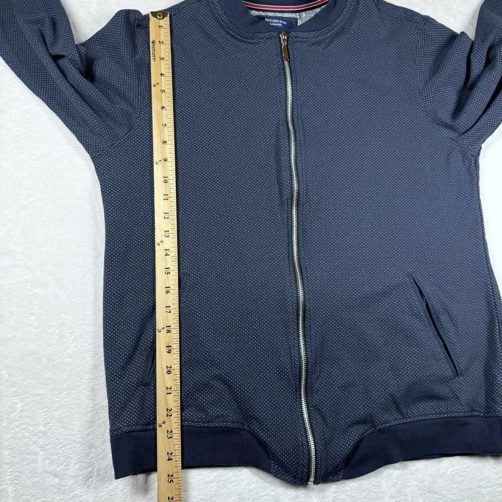 Britches Sport By Wanted Jacket Mens L Bomber Birdseye Full Zip Long Sleeve Blue